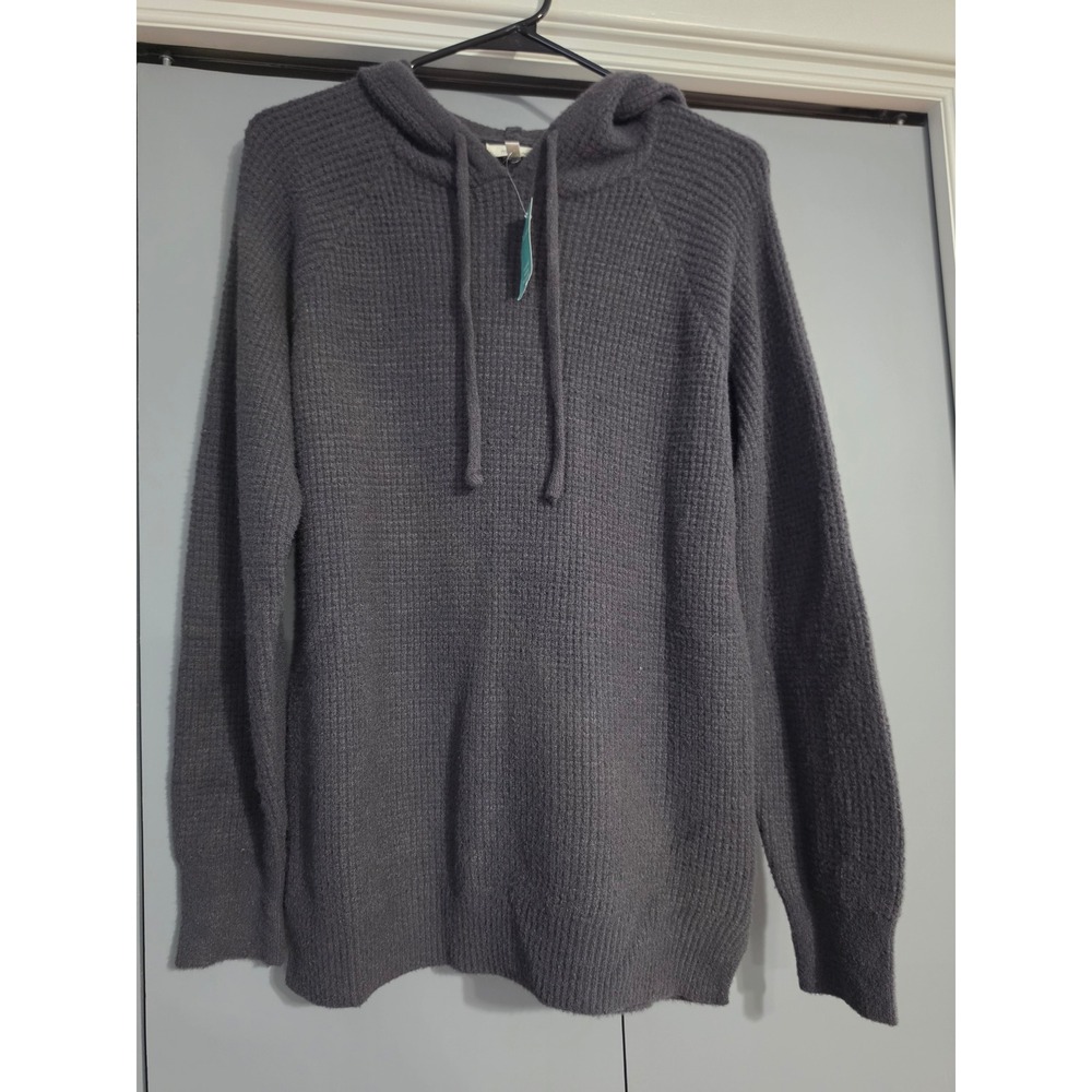 Maurices Hooded Sweater Women S Gray NEW Waffle Knit Raglan Pullover Hoodie